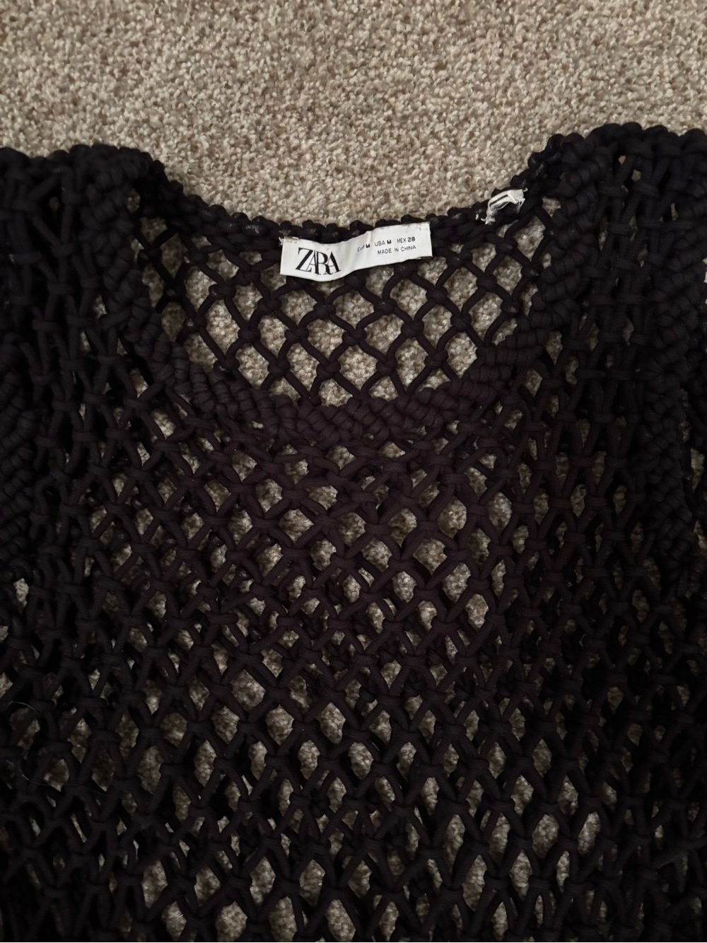 Zara Black Crochet Fringe Maxi Dress - Picture 2 of 2